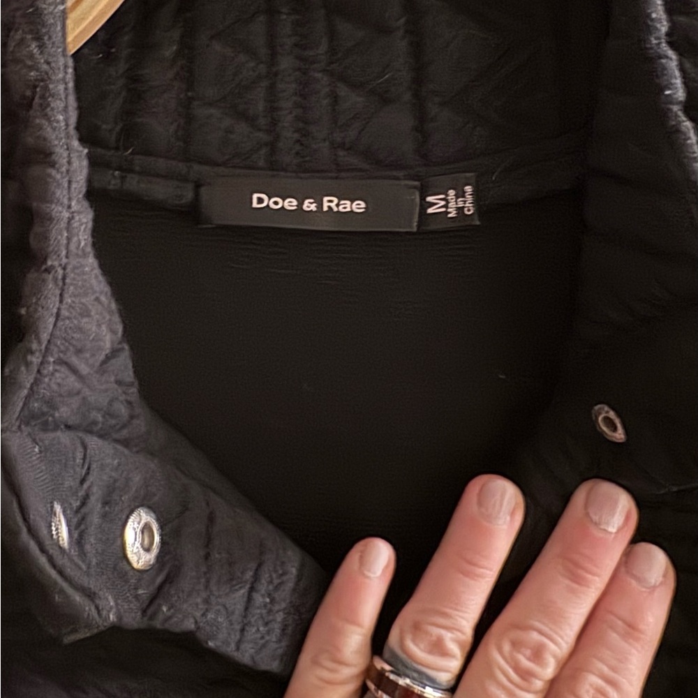 Doe & Rae - Black Quilted Button Down Shacket - Picture 3 of 4
